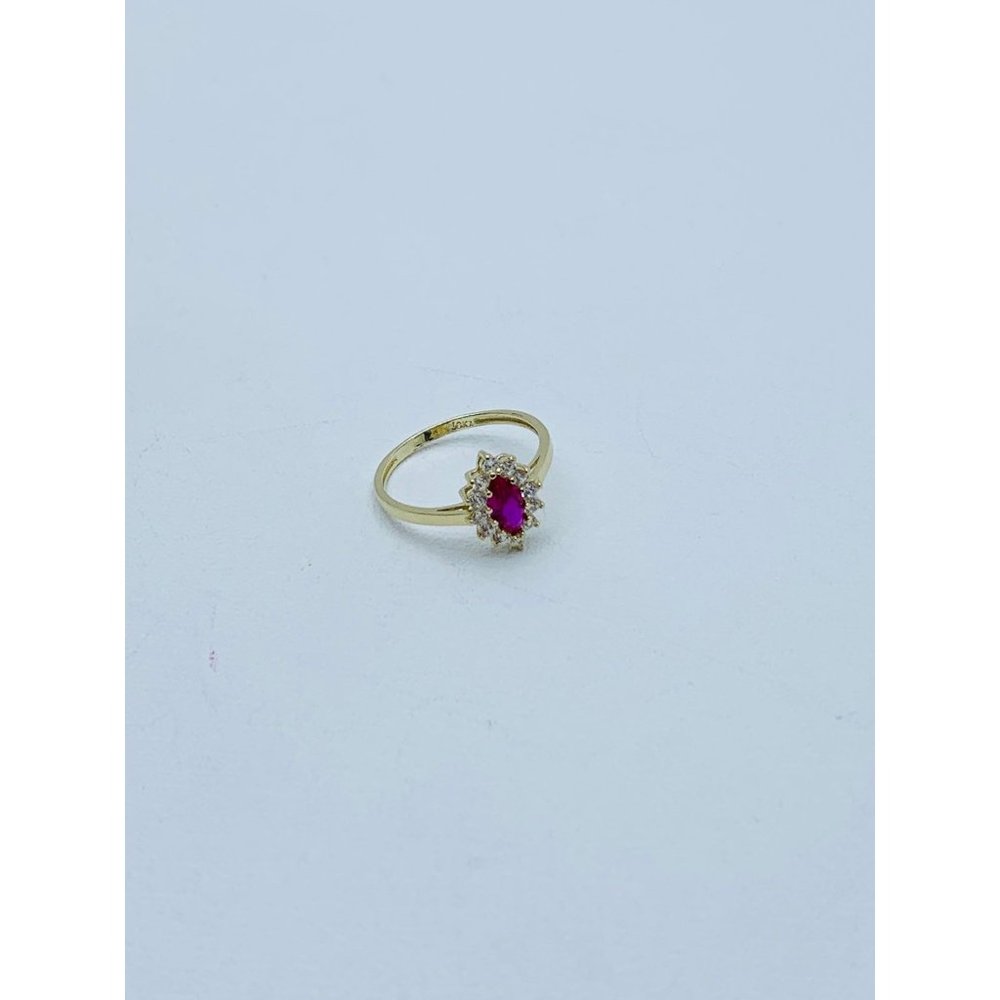 10k Solid Gold Ring Ring Red Size 7 - image 3